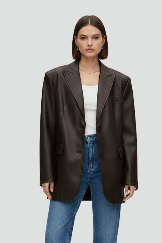Women's Oversized Blazer – Notched Lapel Relaxed Fit