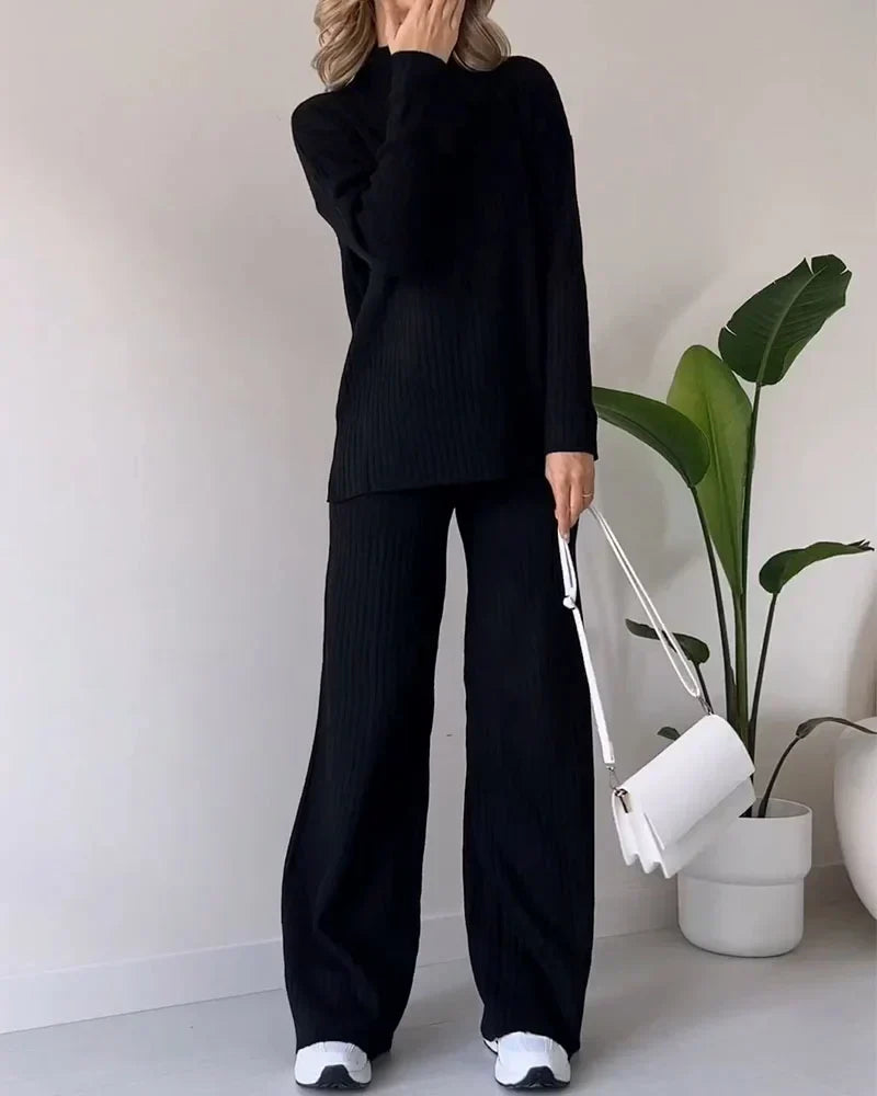 Women's Casual Knit Co-Ord – Side Slit Two-Piece Set