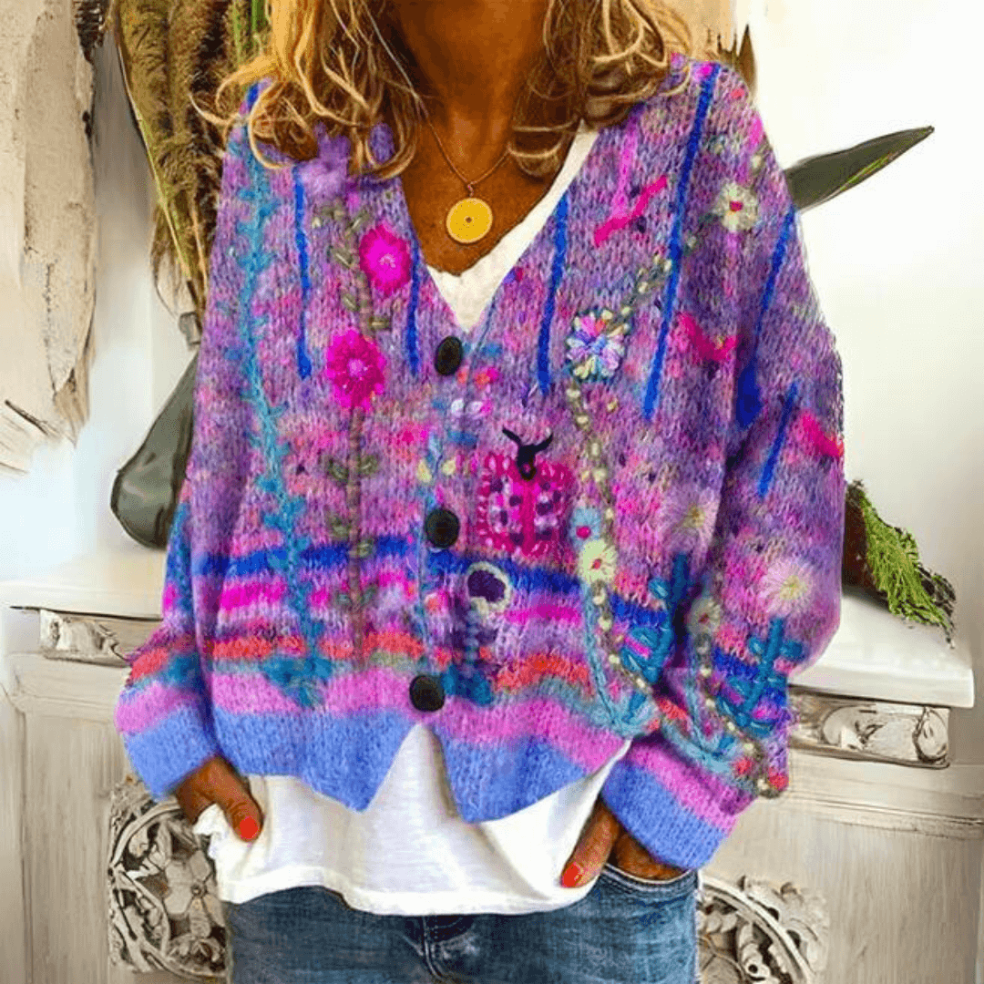 Floral button-front cardigan – back view