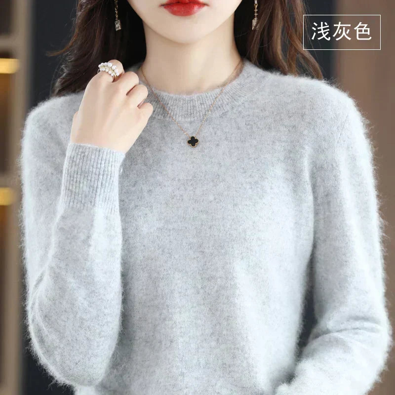 Women's Cashmere Crew Neck Sweater – Slim Fit Pullover