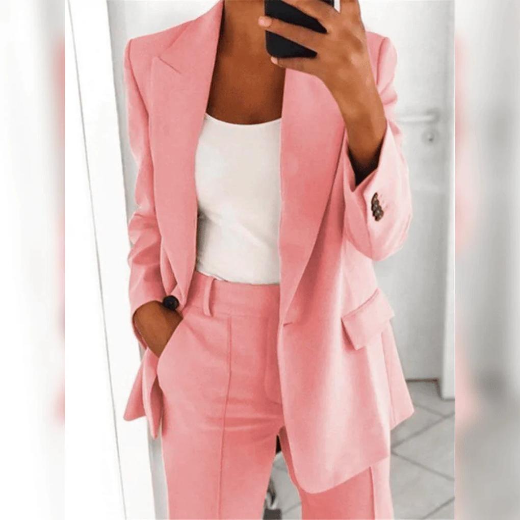 Women's Notch Lapel Blazer and Trouser Set – Professional Suit