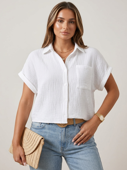 Women's Textured Button-Up Summer Shirt