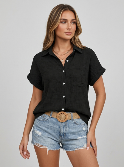 Women's Textured Button-Up Summer Shirt