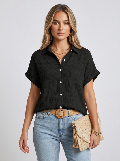 Women's Textured Button-Up Summer Shirt