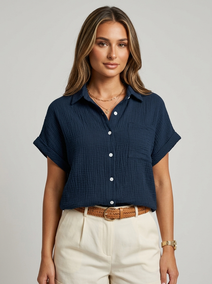 Women's Textured Button-Up Summer Shirt