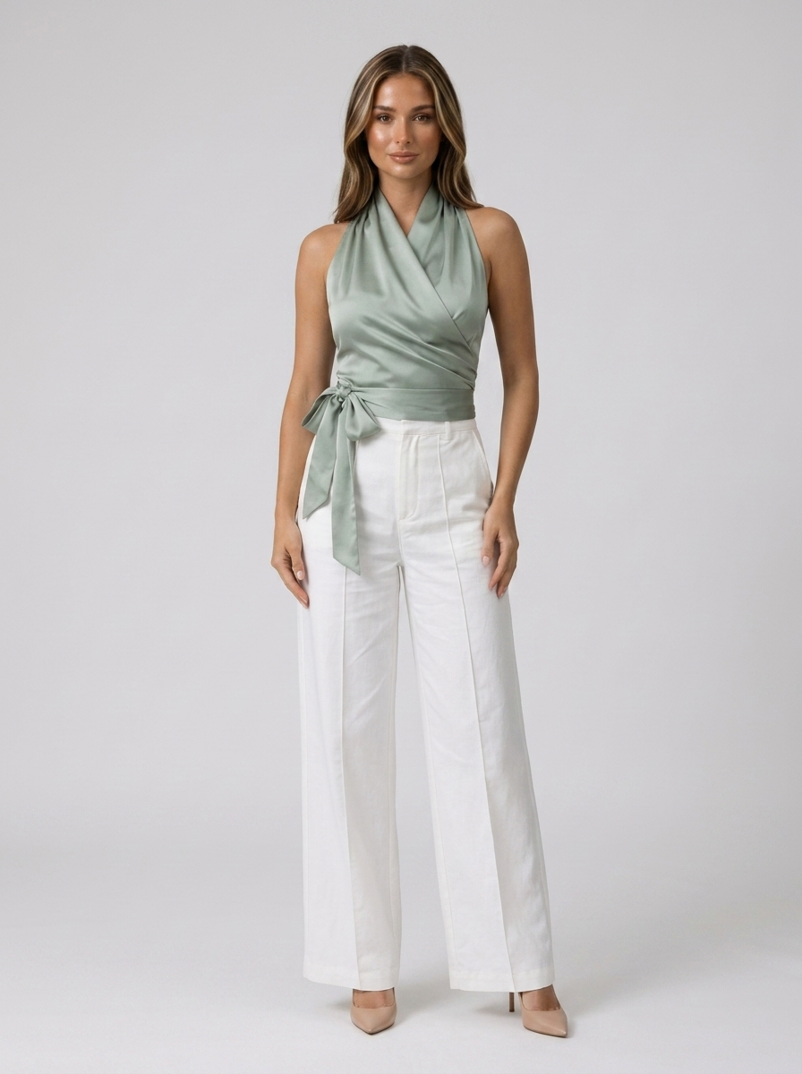Women's Halter Wrap Sleeveless Top