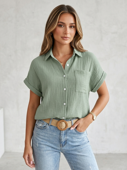 Women's Textured Button-Up Summer Shirt