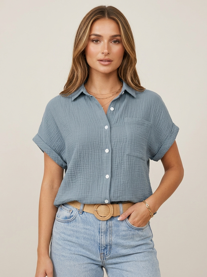 Women's Textured Button-Up Summer Shirt