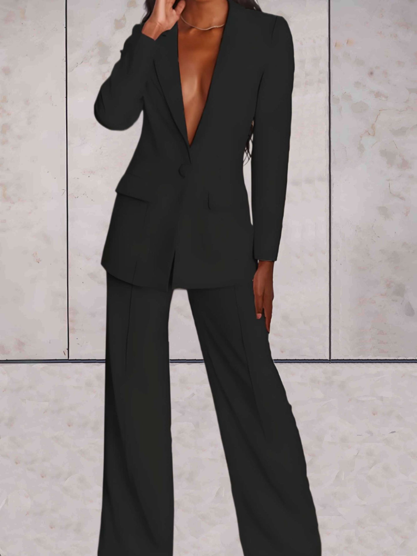 Women's Formal Blazer and Wide Leg Trouser Set