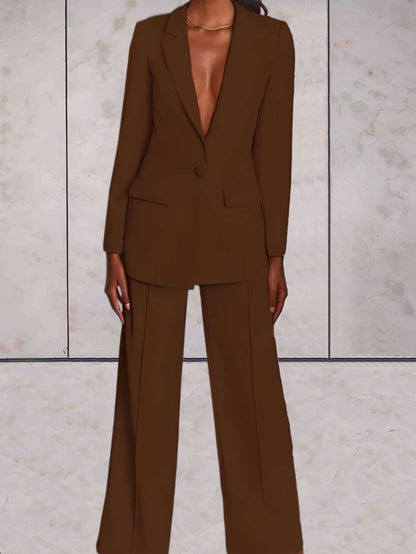 Women's Formal Blazer and Wide Leg Trouser Set