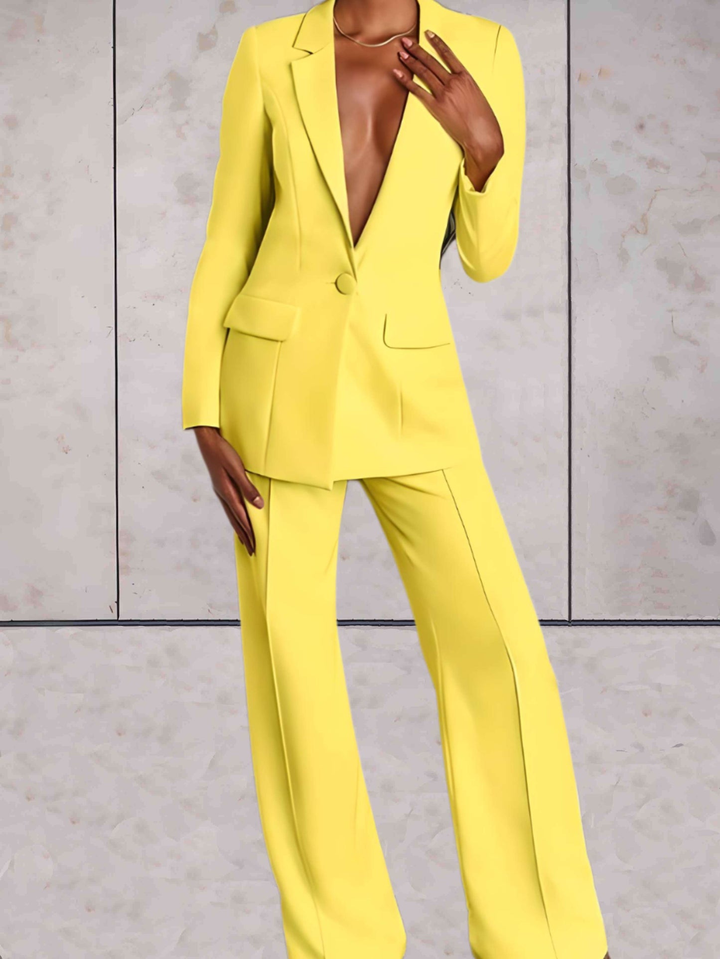 Women's Formal Blazer and Wide Leg Trouser Set