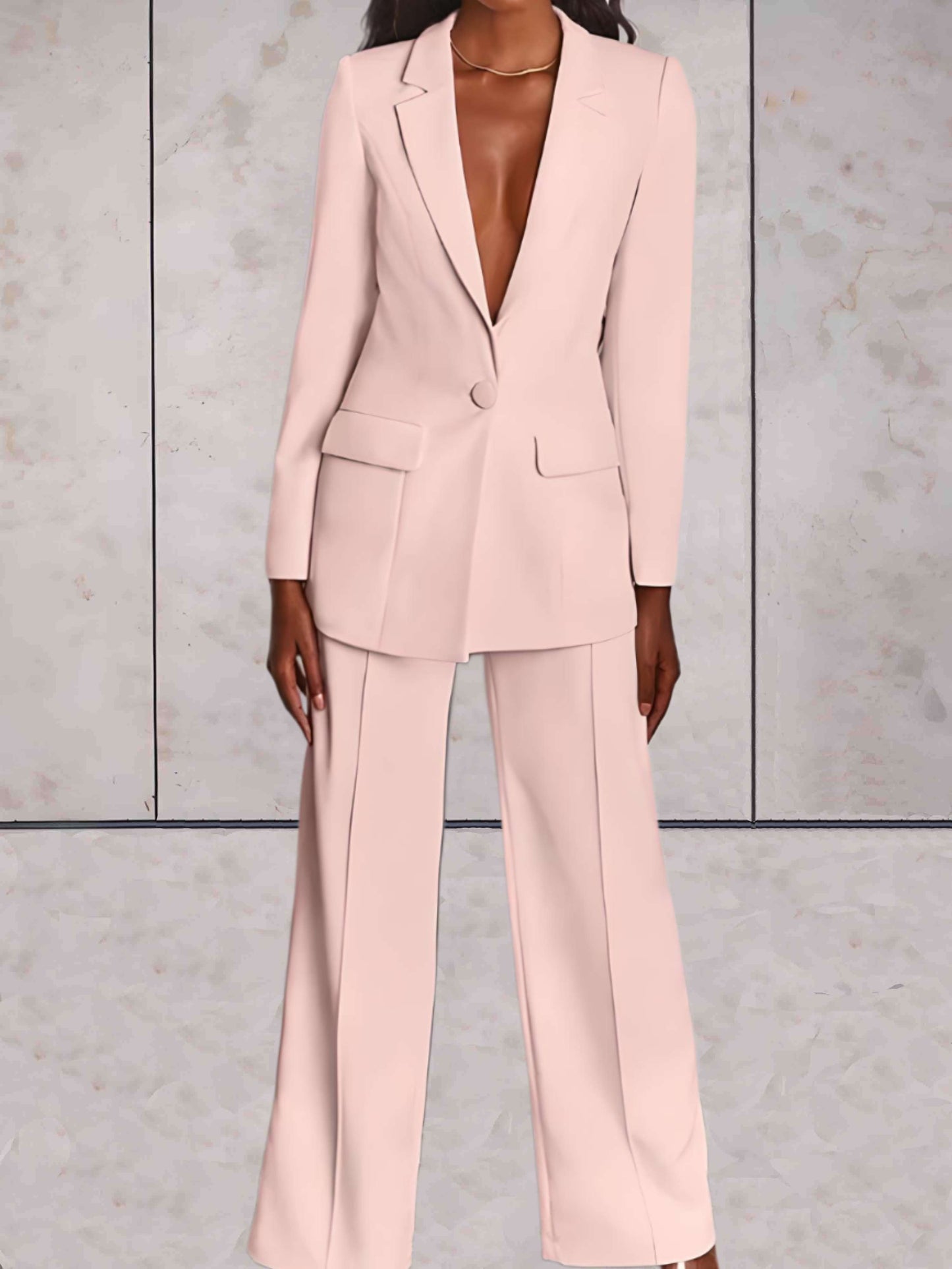 Women's Formal Blazer and Wide Leg Trouser Set