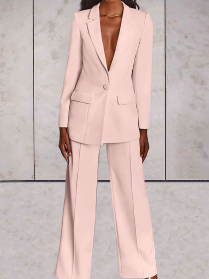 Women's Formal Blazer and Wide Leg Trouser Set