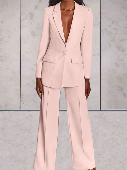 Women's Formal Blazer and Wide Leg Trouser Set