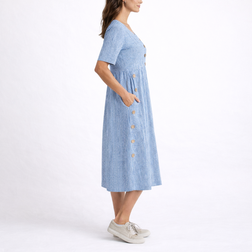 Striped Midi Dress – Lightweight Everyday Summer Dress