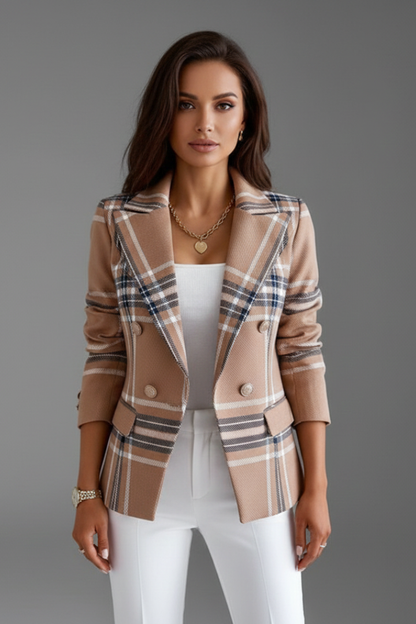 Women's Textured Blazer – Lapel Collar Tailored Jacket