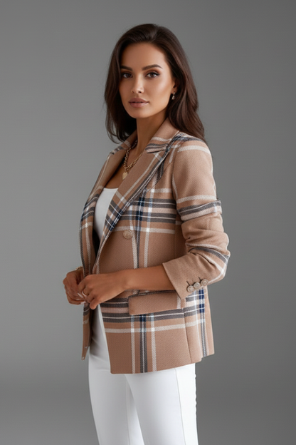 Women's Textured Blazer – Lapel Collar Tailored Jacket