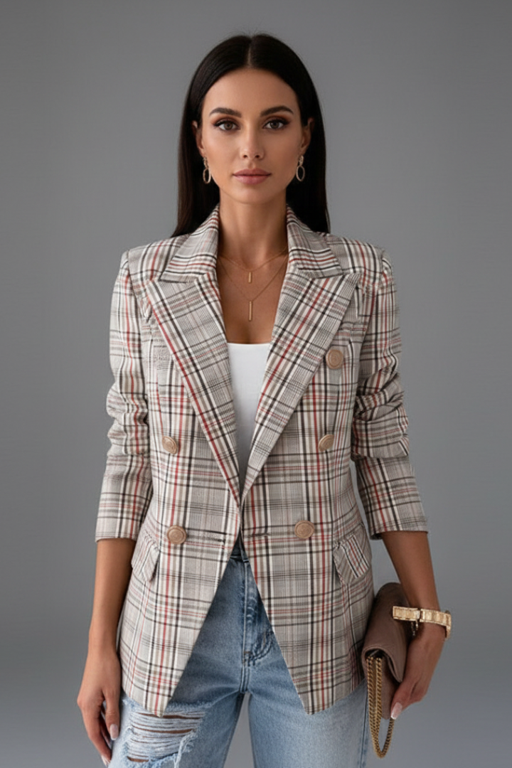 Women's Textured Blazer – Lapel Collar Tailored Jacket