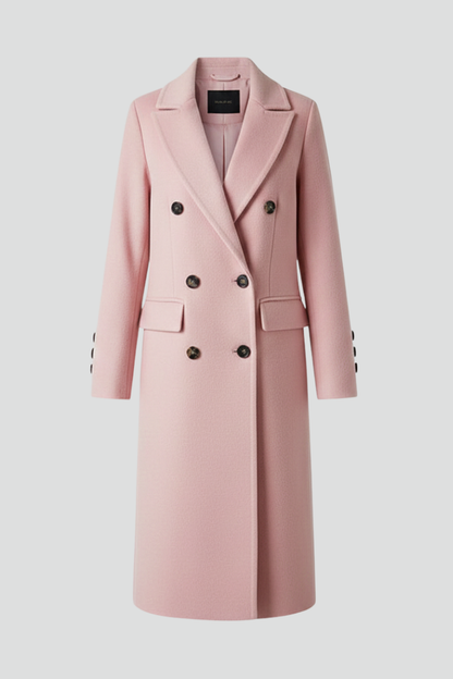 Women's lapel collar coat – button front view
