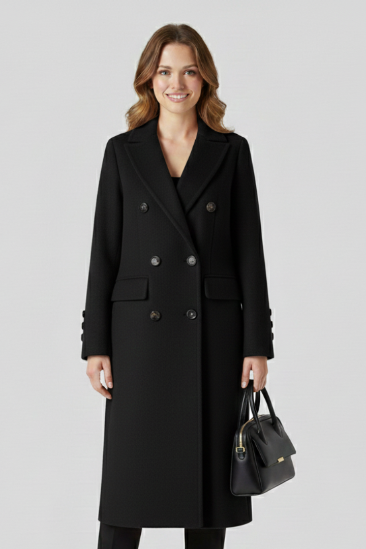 Lapel collar long coat – styled outfit