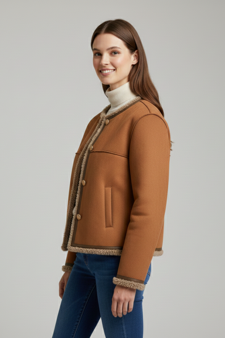 Women's cropped jacket – trim detail closeup
