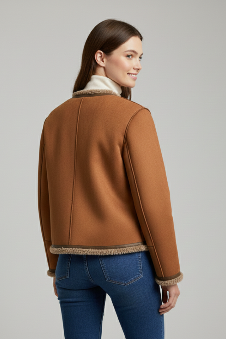 Short jacket with contrast trim – back view