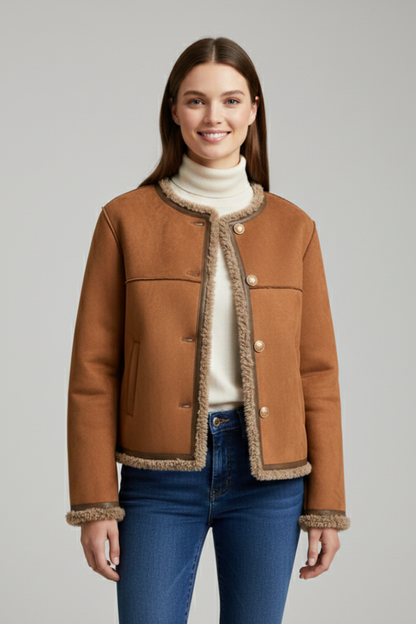 Button front jacket with contrast edging – side view