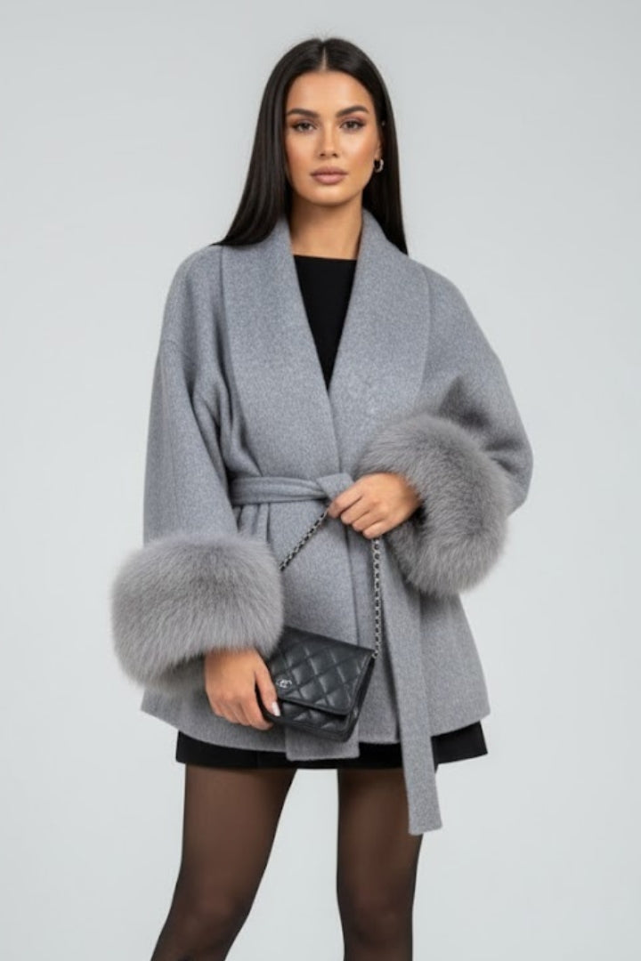 Full length belted winter coat – outfit view