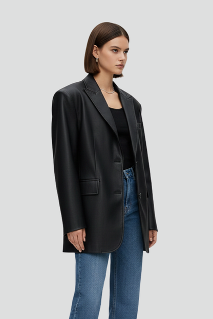 Women's Oversized Blazer – Notched Lapel Relaxed Fit