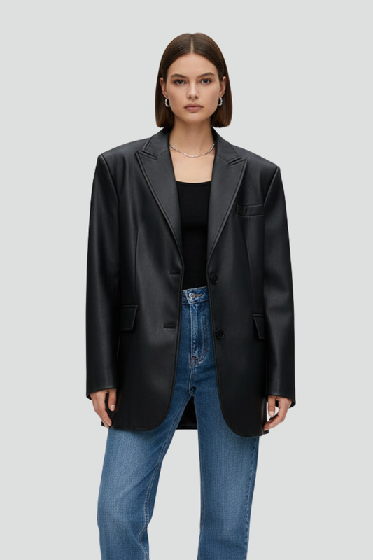 Women's Oversized Blazer – Notched Lapel Relaxed Fit