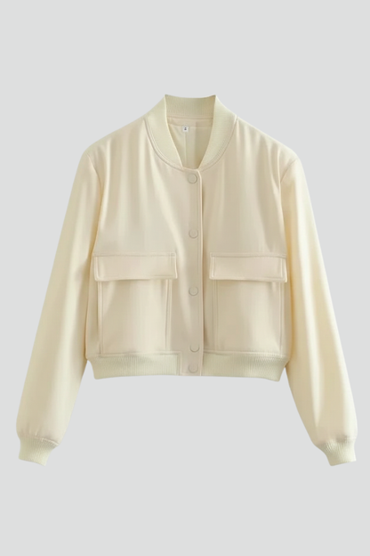 Women's cropped bomber jacket – baseball collar front view