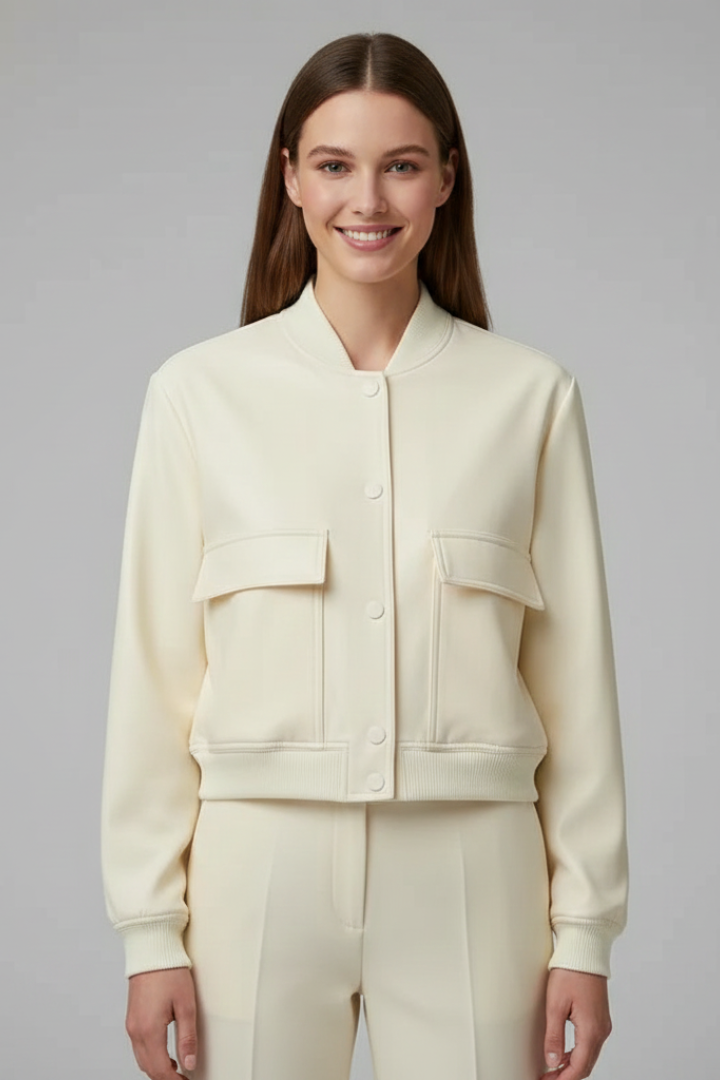 Cropped bomber with snap buttons – side view