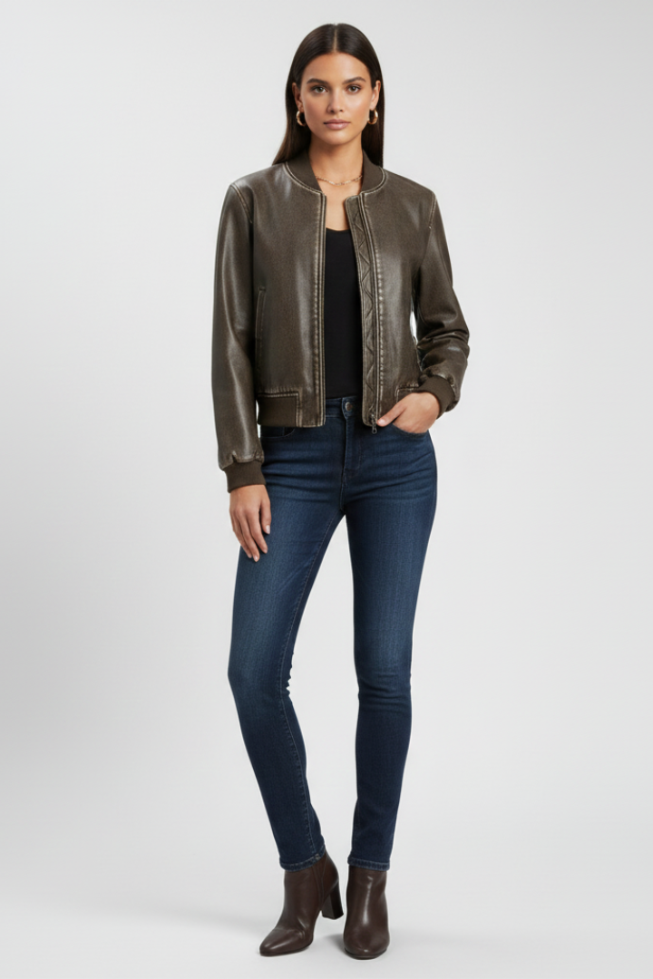 Woven bomber jacket – side profile view