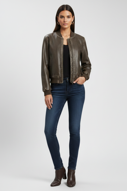 Woven bomber jacket – side profile view