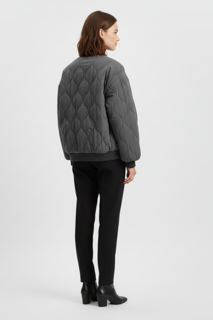 Women's quilted bomber – snap button detail