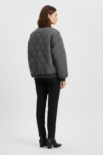 Women's quilted bomber – snap button detail