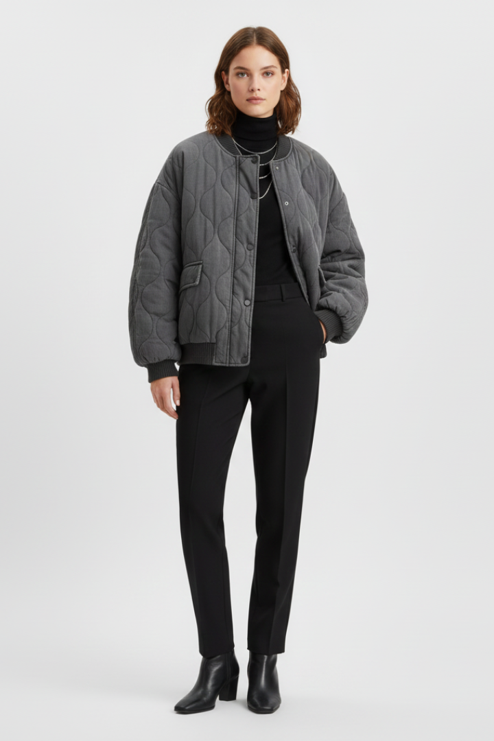 Quilted puffer bomber – side profile