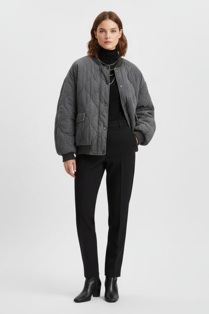 Quilted puffer bomber – side profile