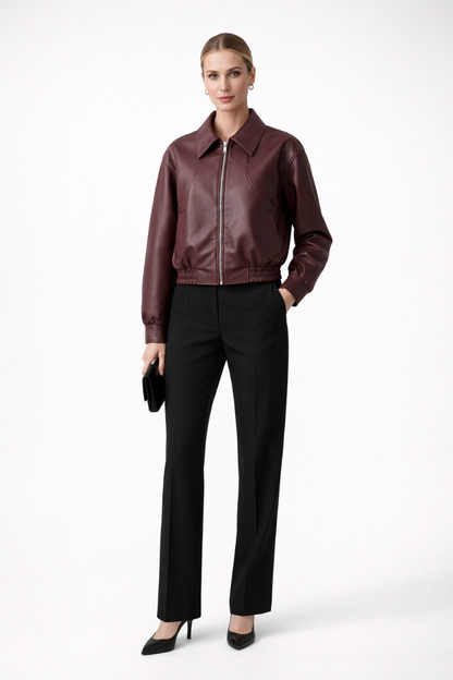 Elasticated hem bomber – zip closure detail