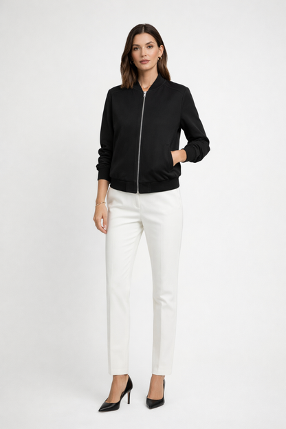 Zip-up bomber with ribbed edges – side view