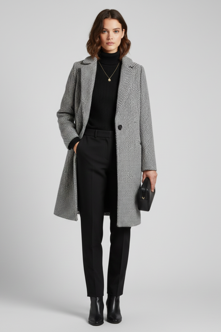 Blazer collar winter coat – side view