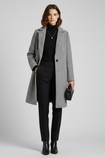 Blazer collar winter coat – side view