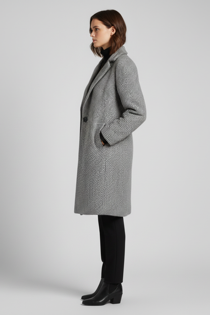 Woven texture winter coat – styled outfit