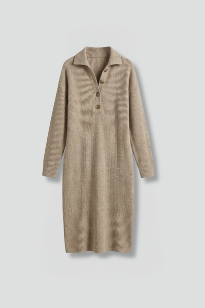 Women's knit sweater dress – ribbed bodycon front view