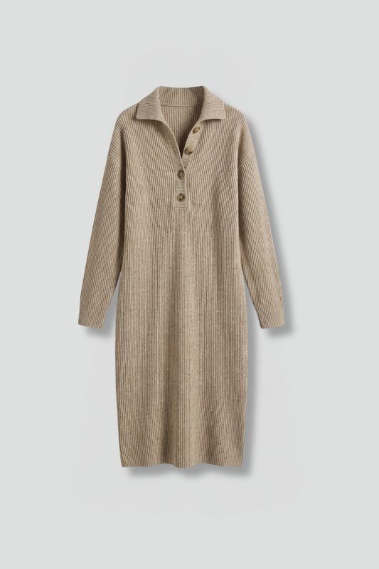 Women's knit sweater dress – ribbed bodycon front view