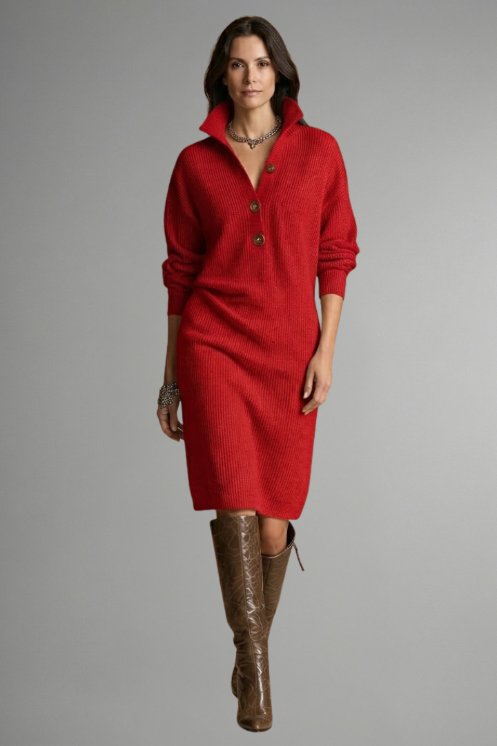 Women's ribbed knit dress – full length view