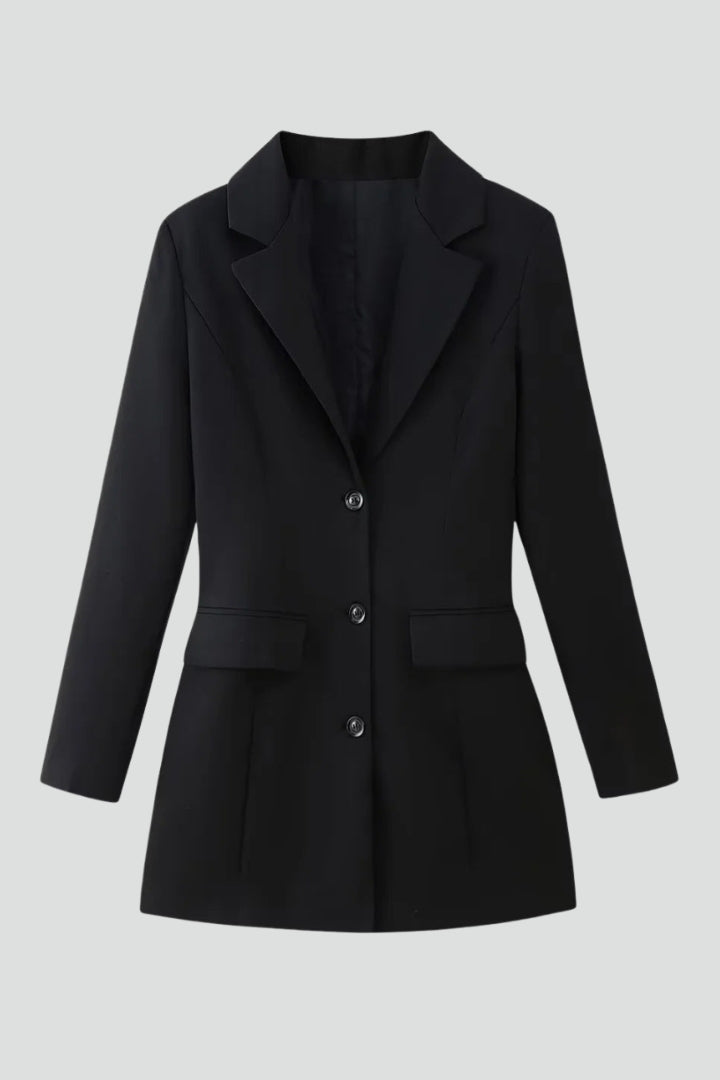 Women's Longline Blazer – Notched Lapel Button Front