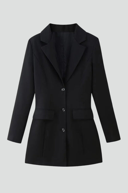Women's Longline Blazer – Notched Lapel Button Front