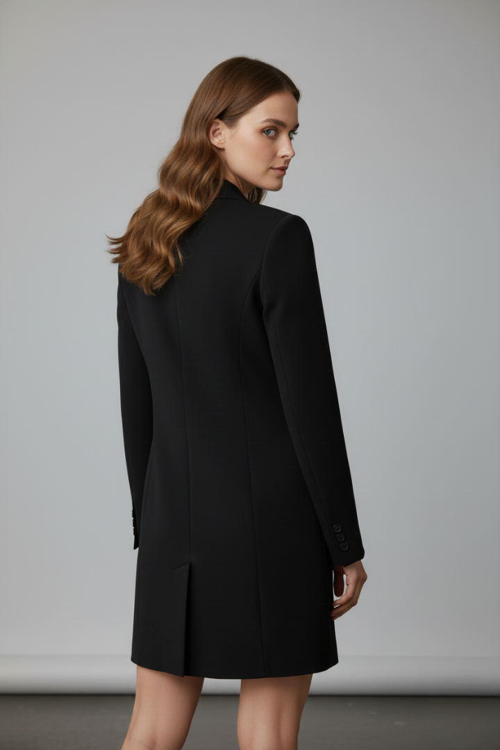 Women's Longline Blazer – Notched Lapel Button Front