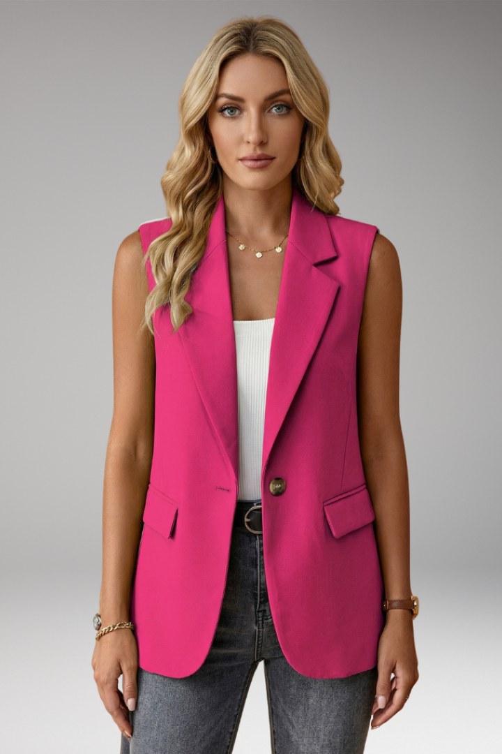 Women's Sleeveless Blazer – Notch Collar Waistcoat